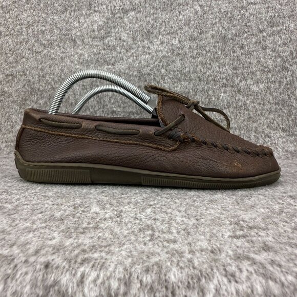 ✅Minnetonka Womens 8.5 Moc Toe Loafers Brown Leather Casual Slip-On Driving Shoe - Picture 1 of 12